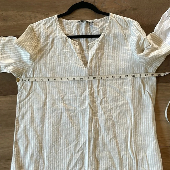 Ellen Tracy Linen Blouse Top 3/4 Bell Sleeve Size Large - Picture 8 of 9